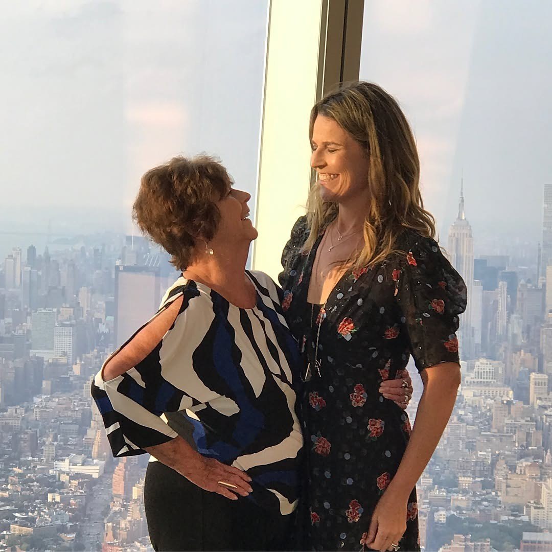 Savannah Guthrie and her mom Nancy Guthrie smiling and looking at eachother in New York City