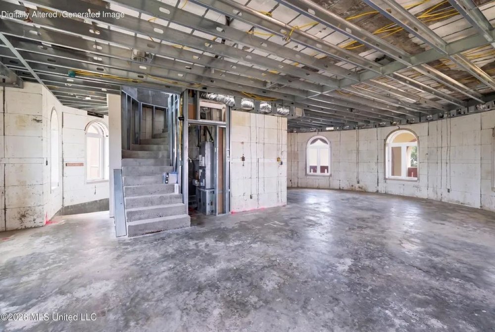 Unfinished lower level of Taj Mahal-inspired estate in Ocean Springs, MS, on sale for $2,500,000