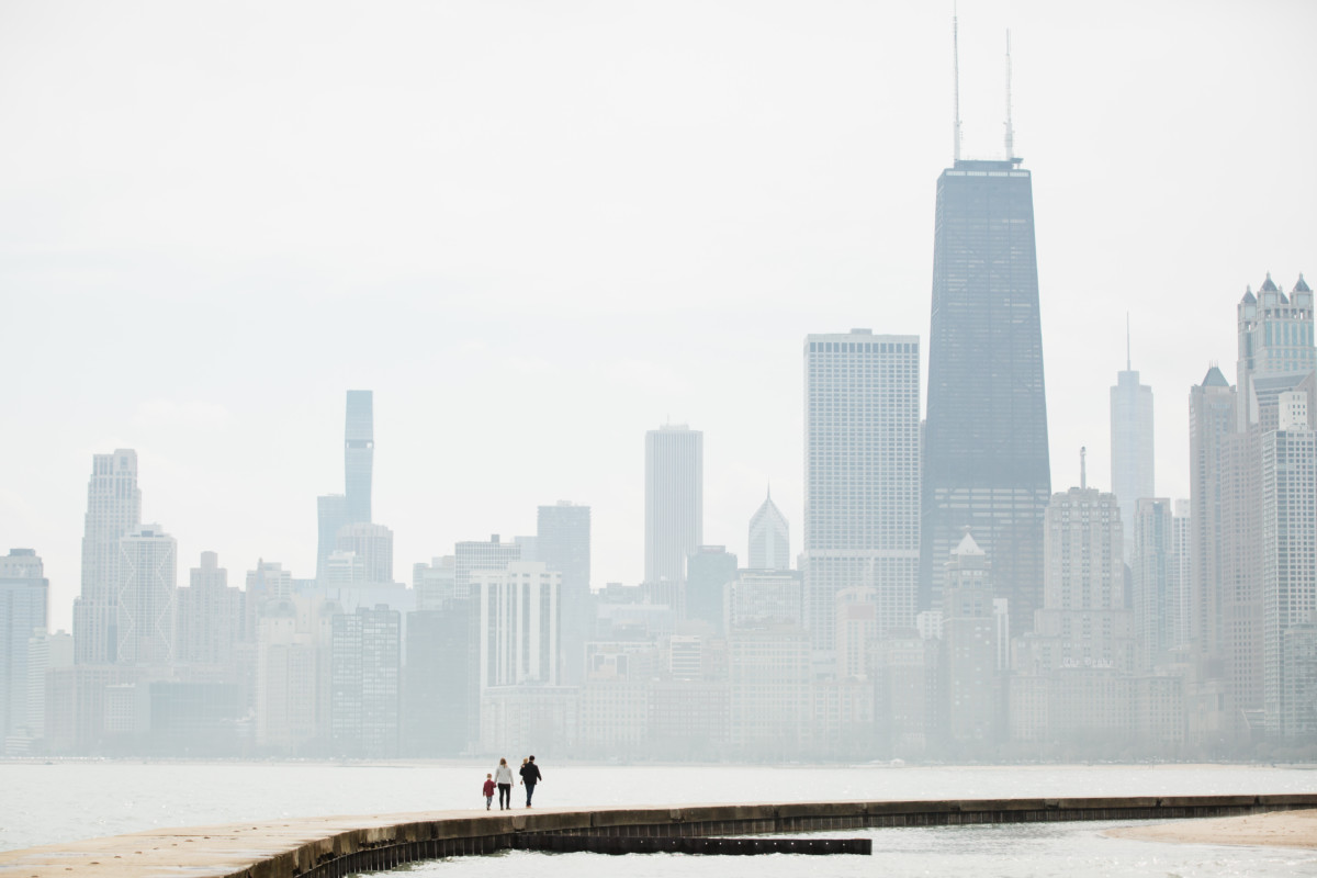 Couple on the River Walk in Chicago