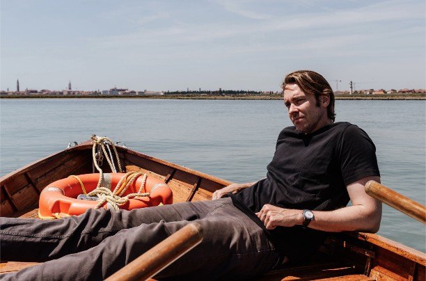 Dr. Gabrovsky is pictured in his boat in Venice