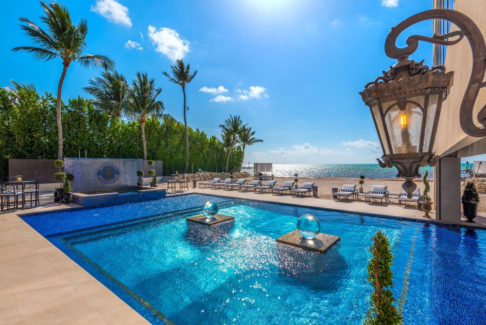 Pool at Chateau on the Ocean in Islamorada, FL, on sale for $24,995,000