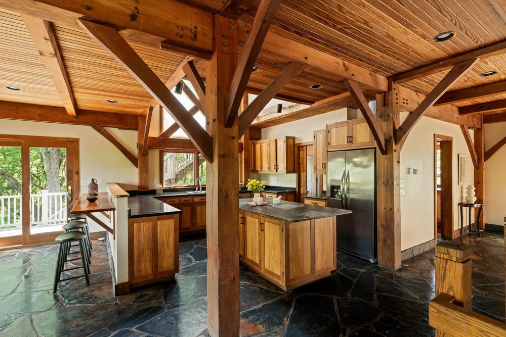 Kitchen of Four Mile River House in Athens, NY, on sale for $2,450,000