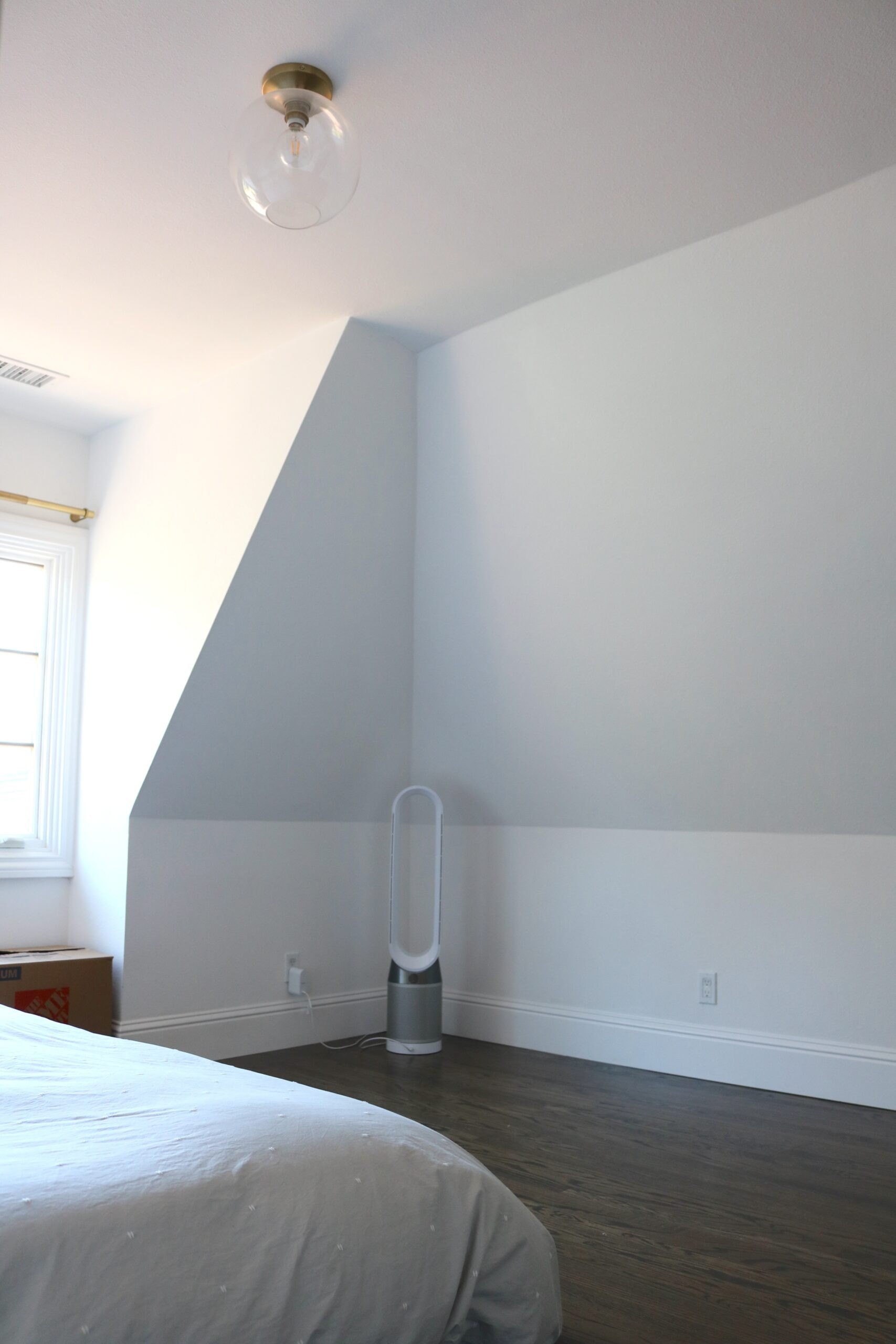 Another reason why we are living with a furniture deficit is because our previous four poster bed could not fit beneath the sloped ceilings at our new home.
