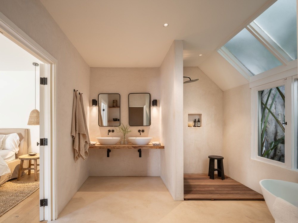 Primary suite of beachfront retreat in Malibu, CA, on sale for $16,995,000