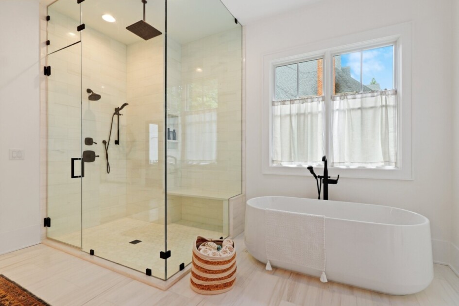 Luxury bathroom with standalone tub