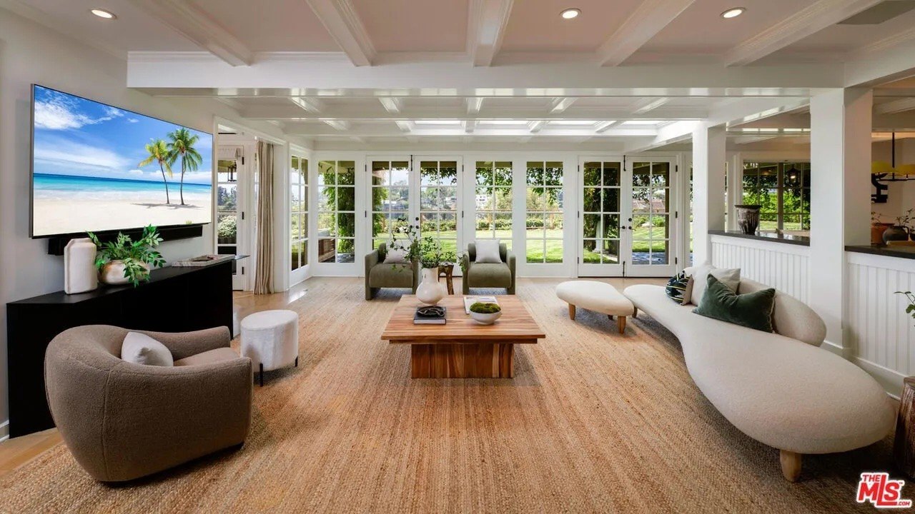 Photo of living room in separate house on Pacific Palisades compound