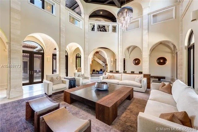 Photo of living room of Josh Harris' Miami house