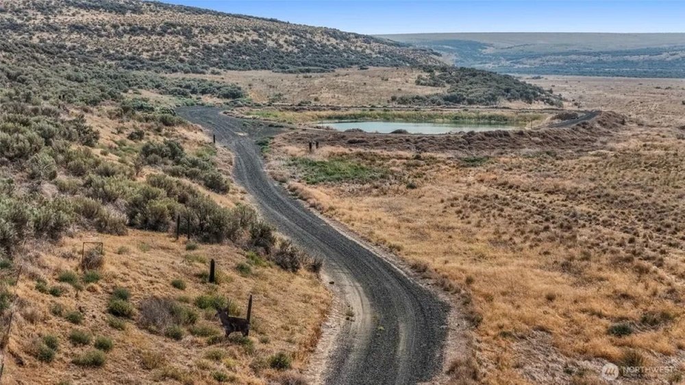 A private pond on the 386.1-acre property in Odessa, WA, on sale for $895,000