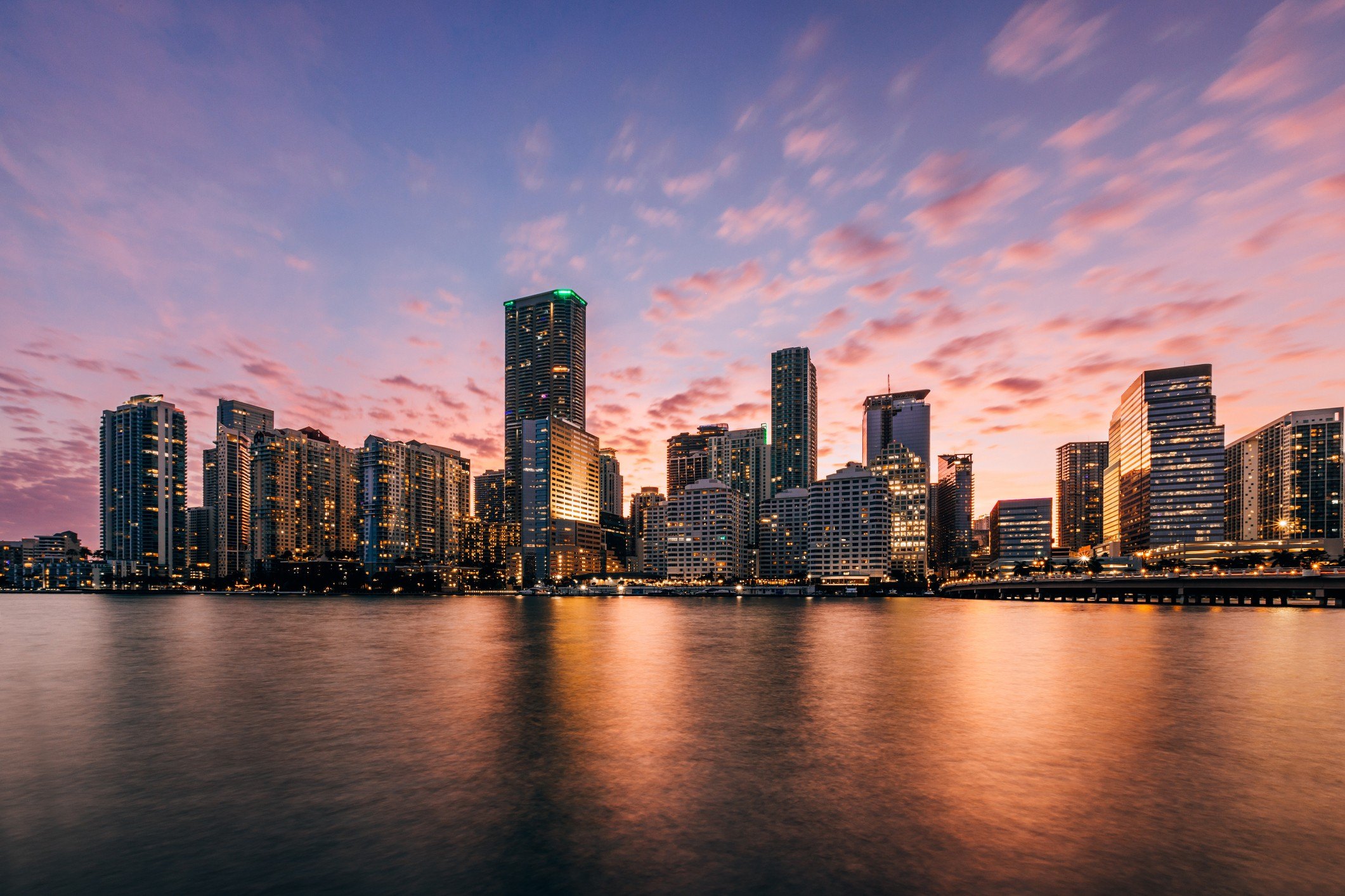 Miami skyline at sunset