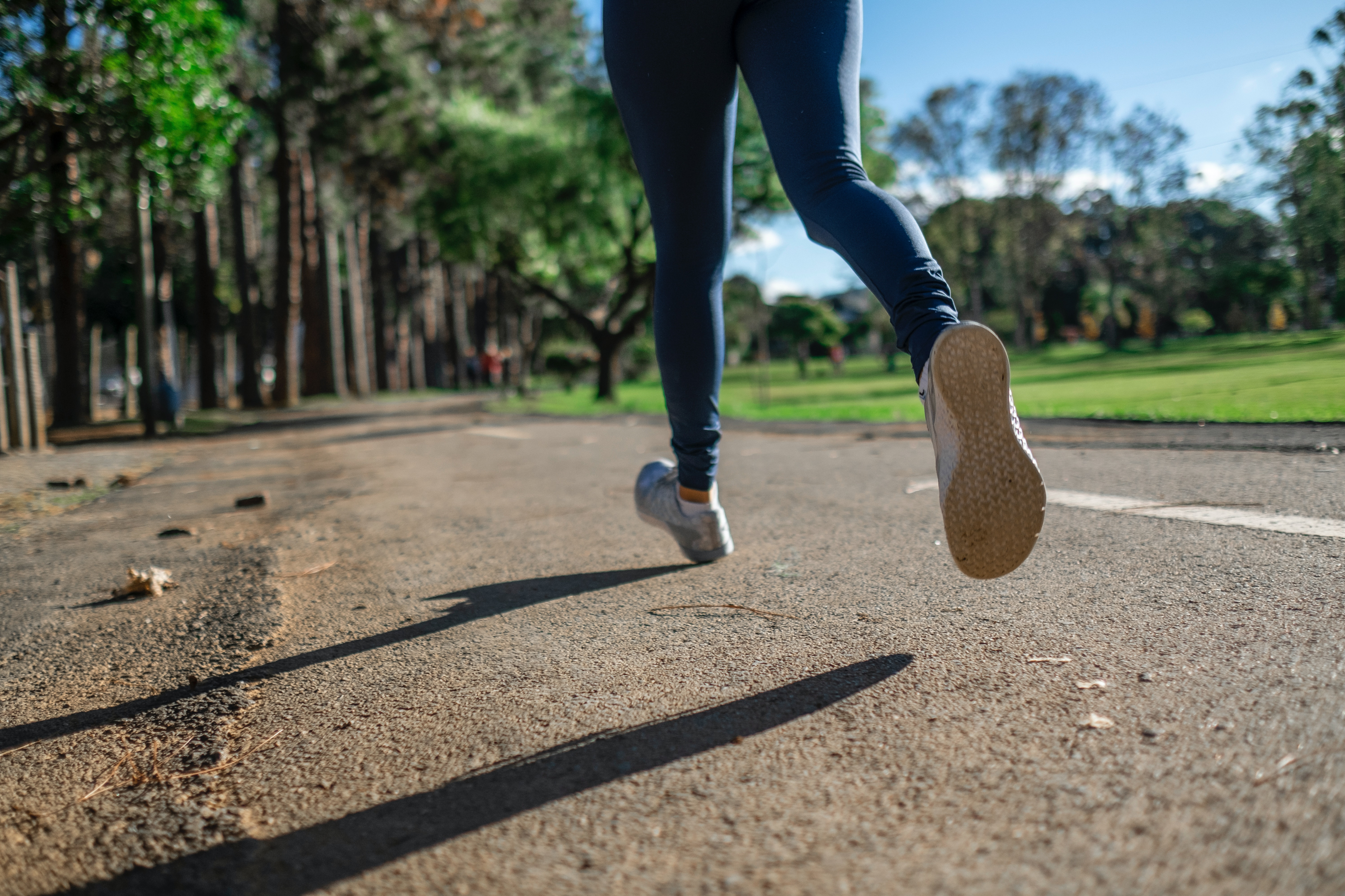 Person jogging in park