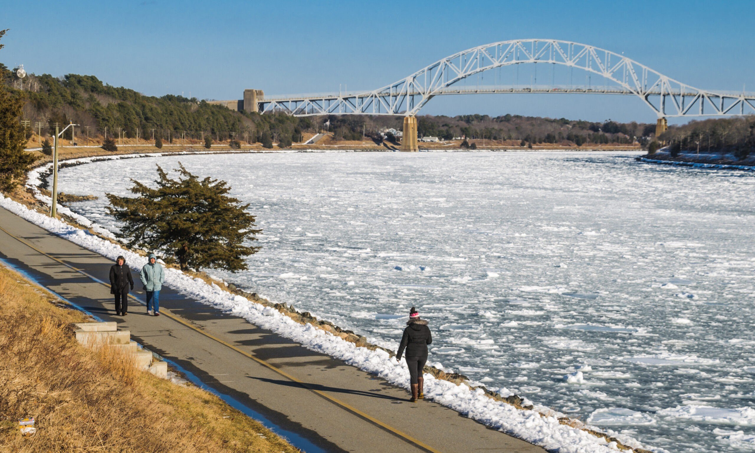 Winter with Cape Cod Canal and the Sagamore Bridge in the background