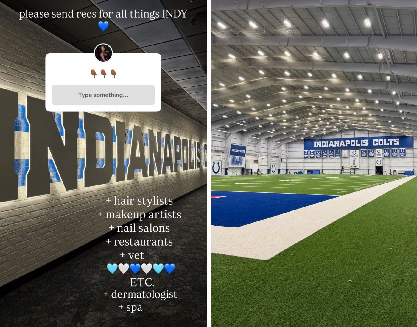 Simone Biles shares photos from inside the Indianapolis Colts' stadium as Jonathan Owens signs his new contract