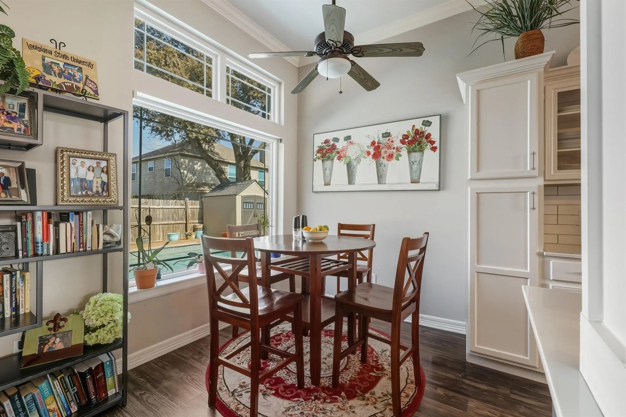 A dining table by a window in Post Malones childhood home in Texas