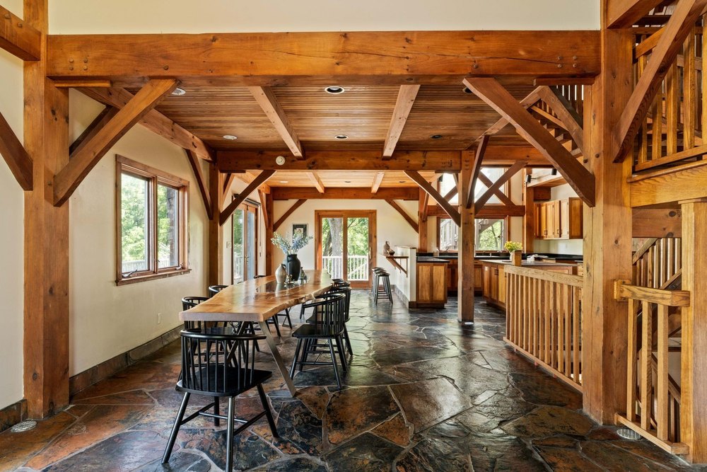 Dining room of Four Mile River House in Athens, NY, on sale for $2,450,000