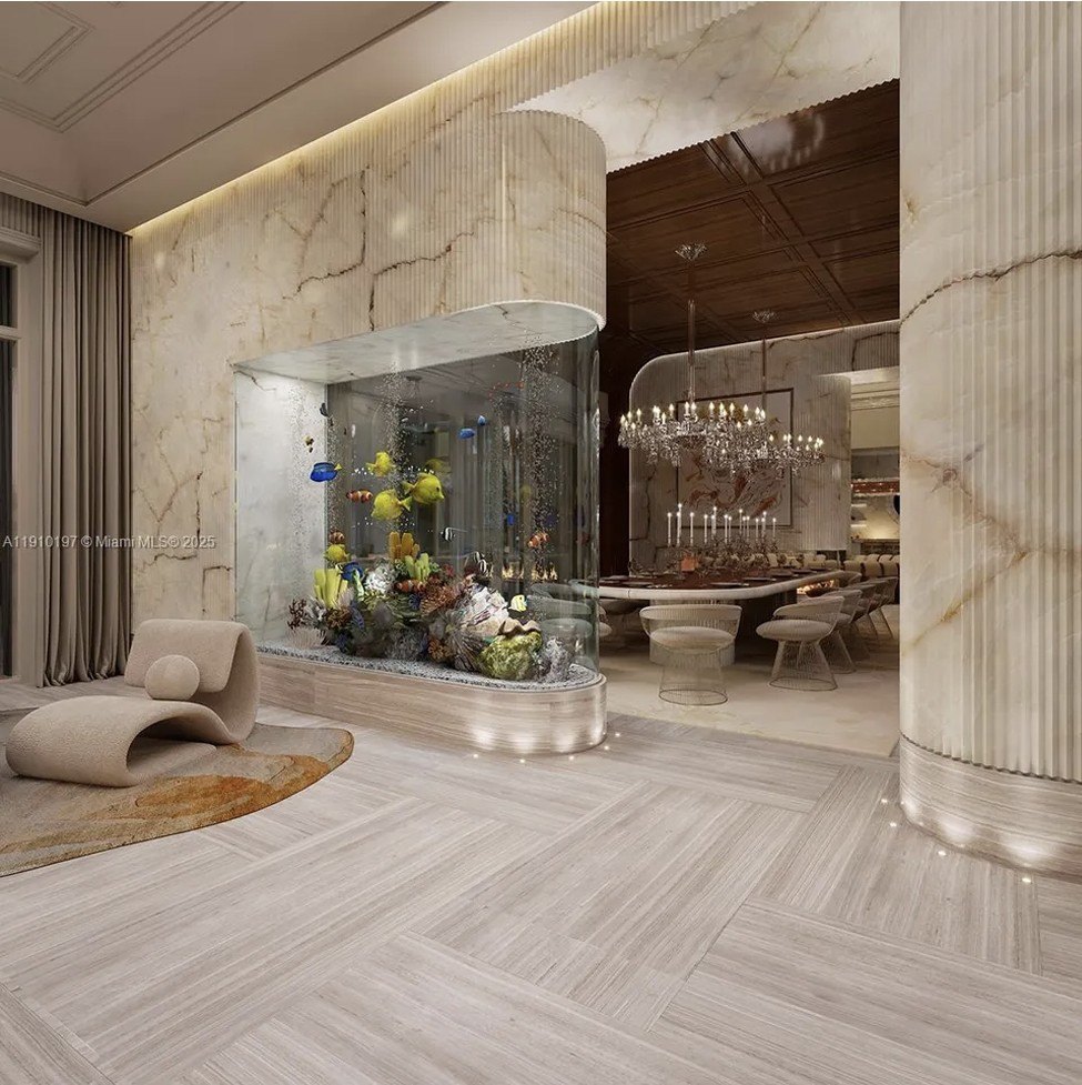 Aquatic tanks in a a luxury home in Florida that Meta chief executive Mark Zuckerberg paid 170 million for.