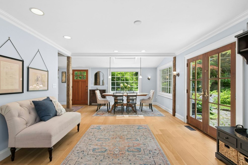 Dining room of home part of the Pollinator Pathway Project in Wilton, CT, on sale for $865,000