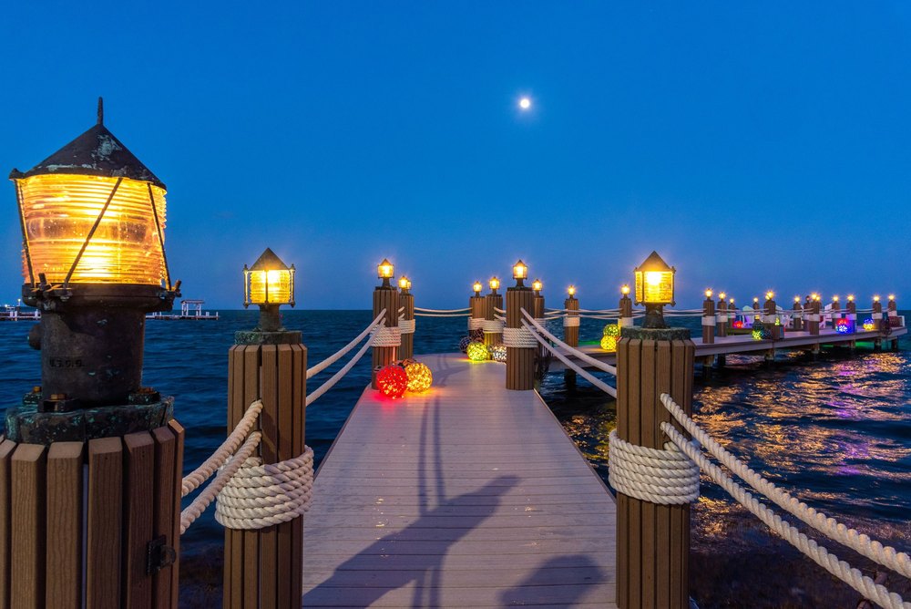 Private dock at Chateau on the Ocean in Islamorada, FL, on sale for $24,995,000