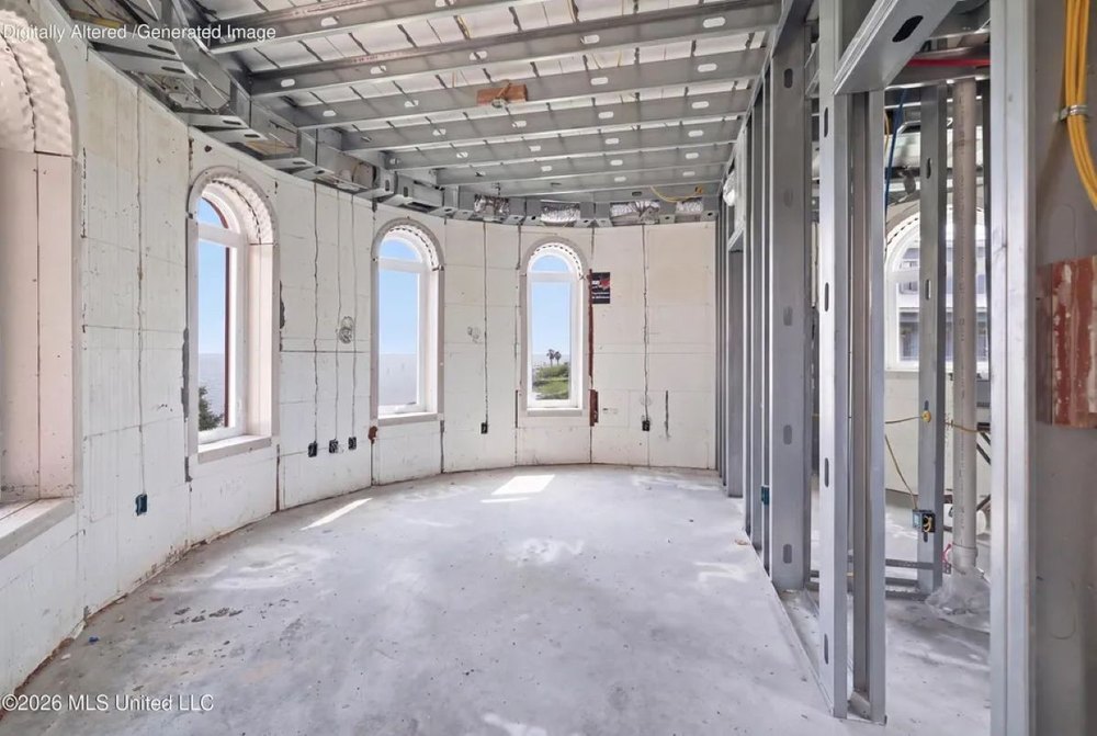 Unfinished bedroom suite of Taj Mahal-inspired estate in Ocean Springs, MS, on sale for $2,500,000