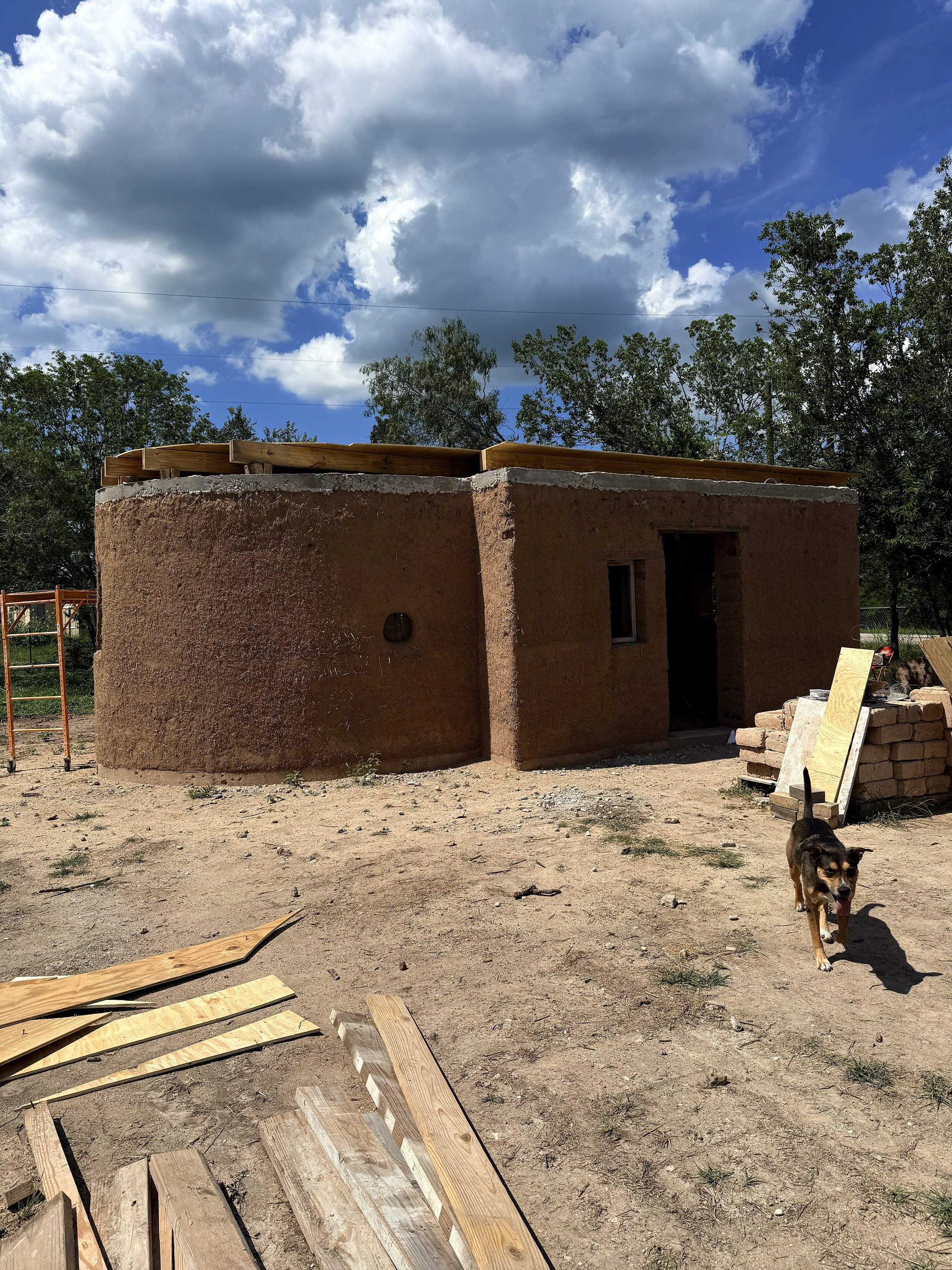 Exterior View of a Earthen Cob Casita Under Construction