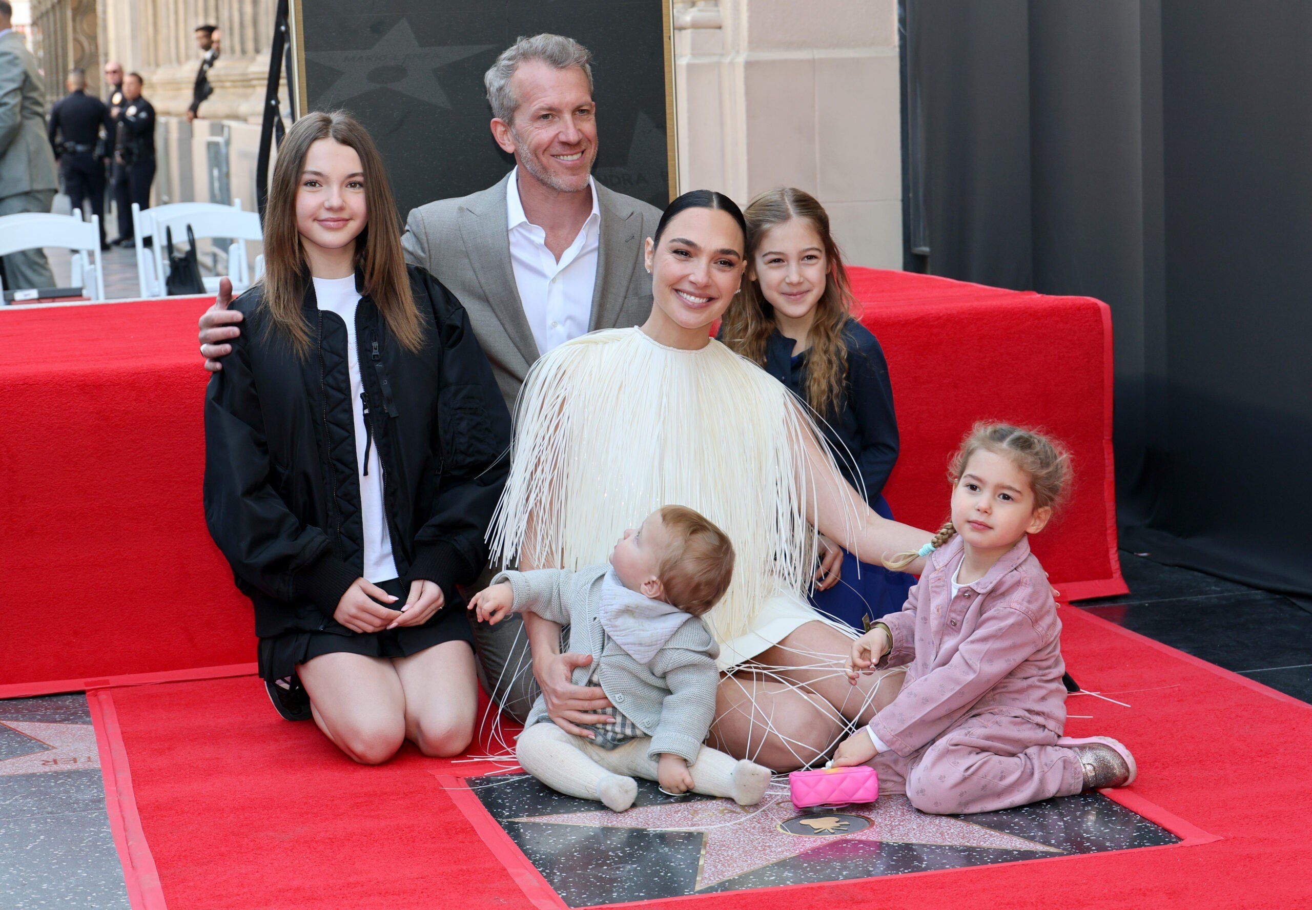 Alma Varsano, Jaron Varsano, Ori Varsano, Gal Gadot, Maya Varsano and Daniella Varsano attend the ceremony honoring Gal Gadot with a Star on the Hollywood Walk of Fame