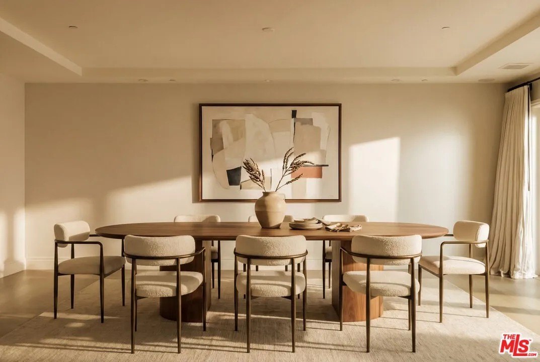 Dining table in a home in Hidden Hills California belonging to Kylie Jenner