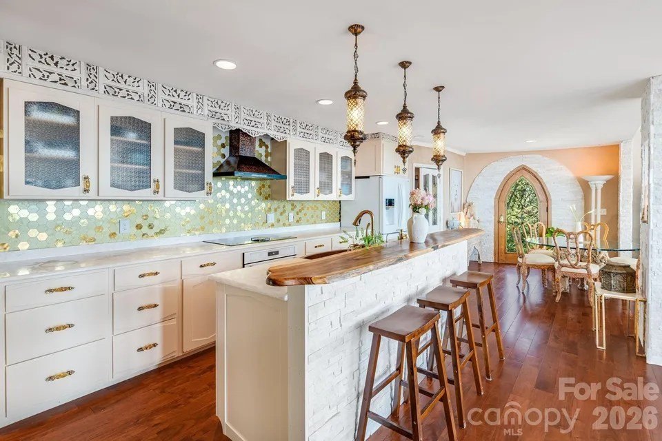 Kitchen in dome home in Weaverville, NC, on sale for $3,495,000