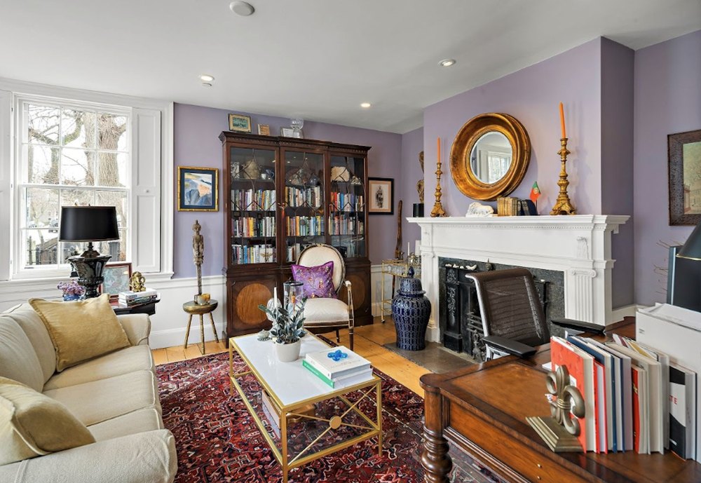parlor with fireplace in Salem house