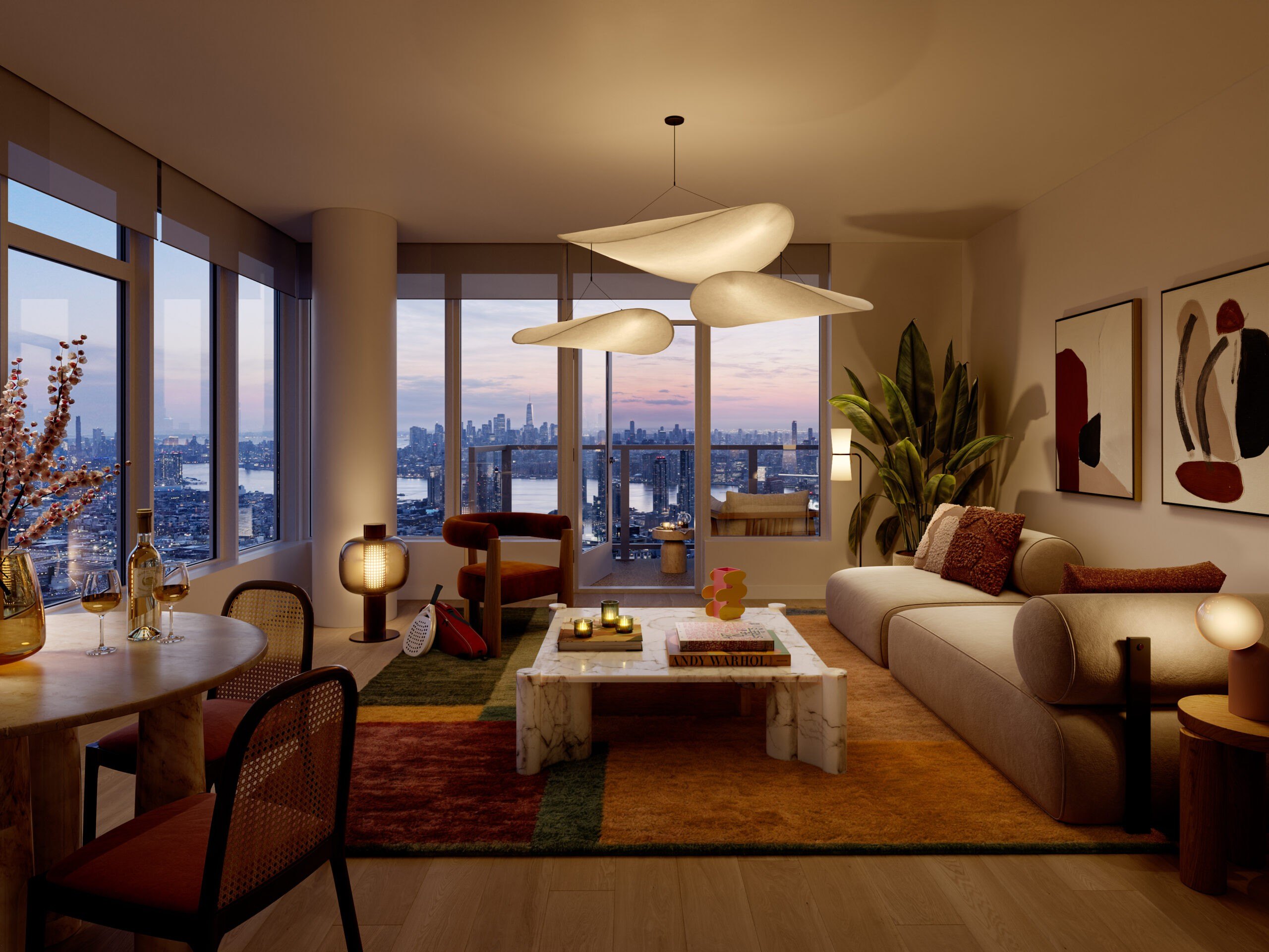 A living space in The Orchard the tallest building in Queens New York