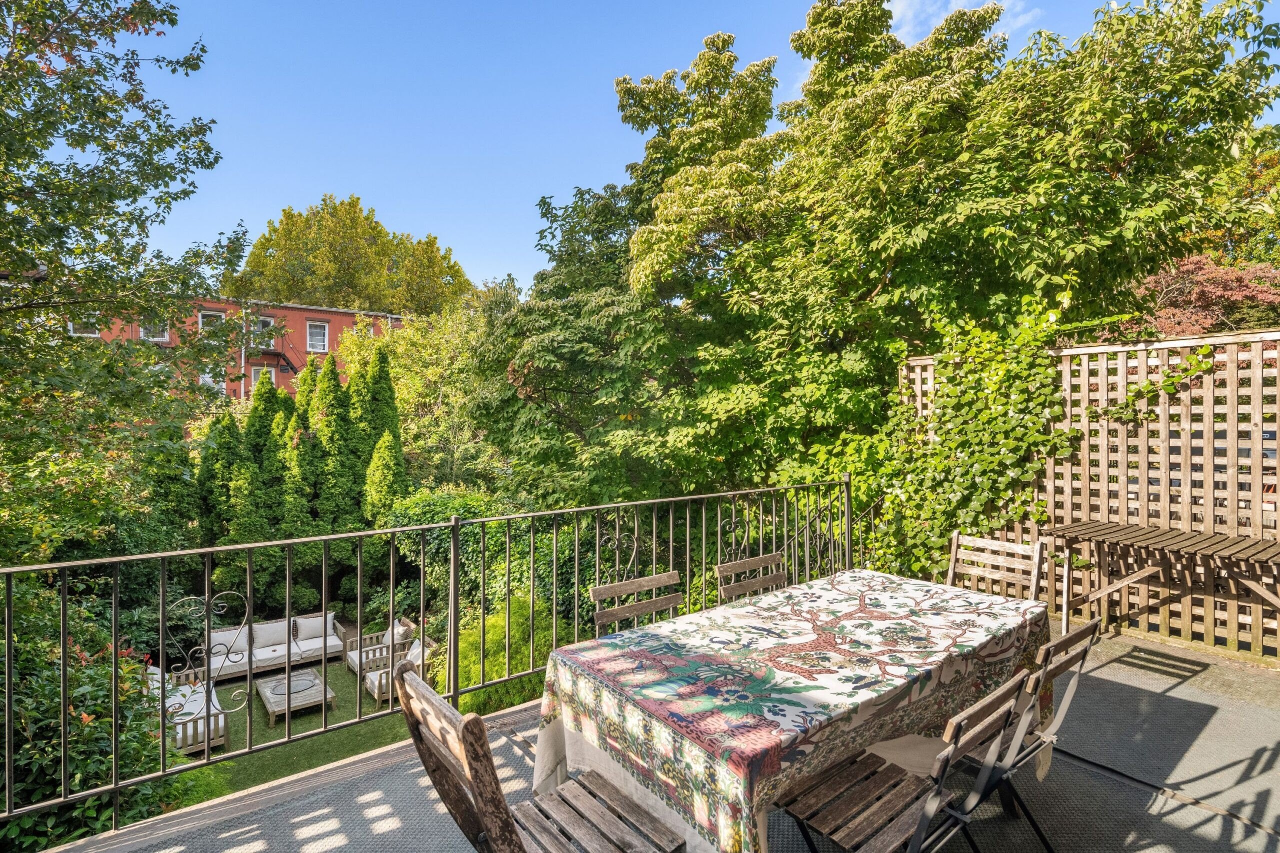 Terrace of townhouse in Brooklyn, NY, on sale for $7,800,000