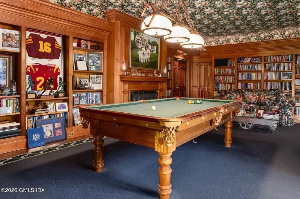 108 Cedar Cliff Rd, Riverside, CT 06878 Luxury Wood-Paneled Billiard Room