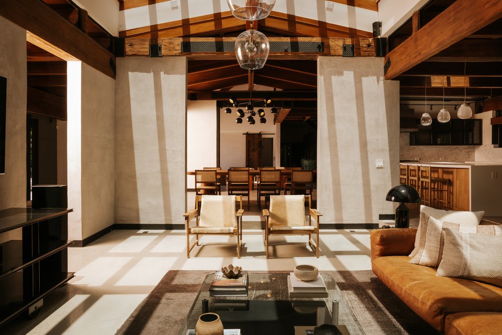 Living space with matching chairs in a home in Malibu belonging to Sean William Scott
