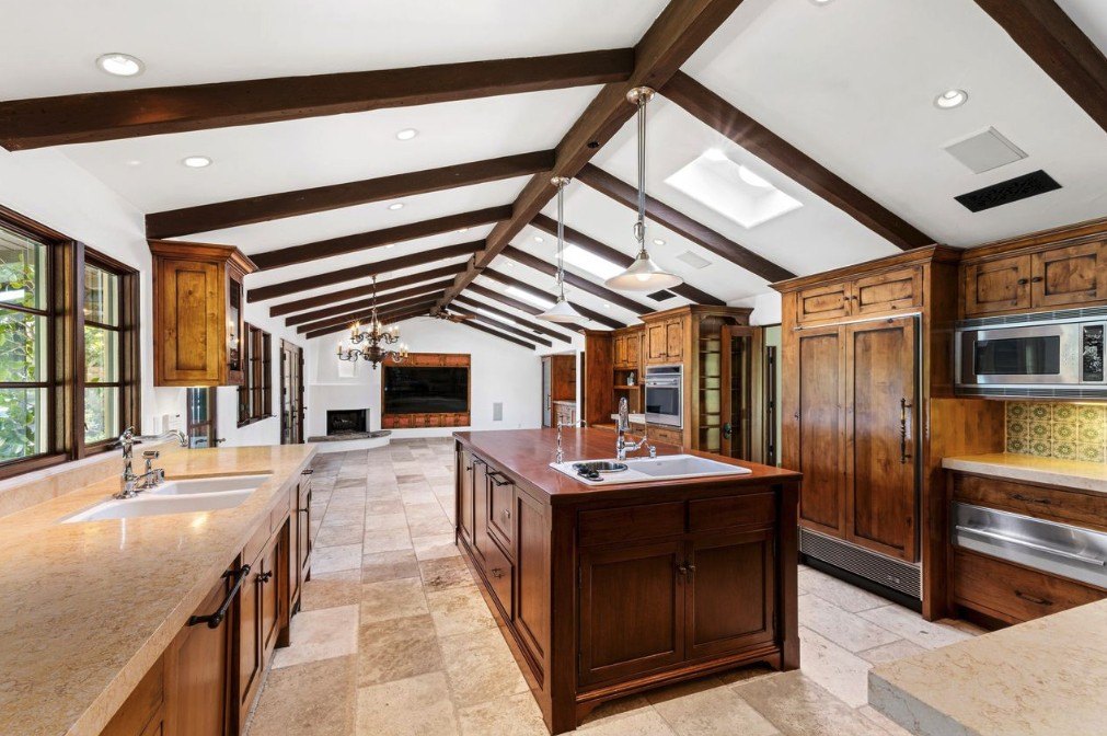 The expansive kitchen opens up to a family room with informal dings space.