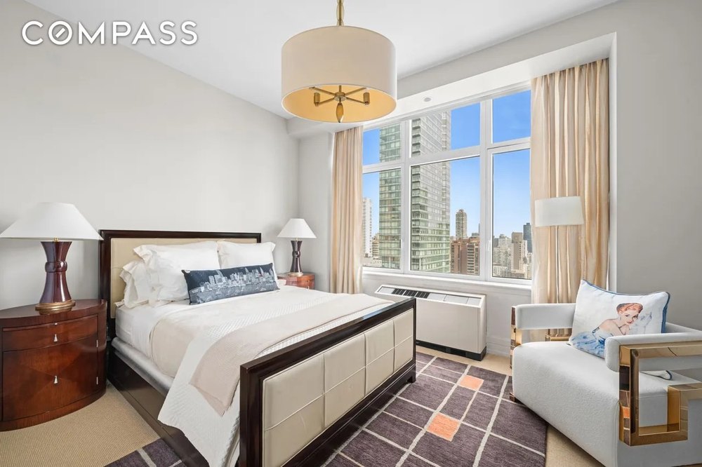 A bedroom in a luxury apartment in New York City that was in The Wolf of Wall Street starring Leonardo DiCaprio