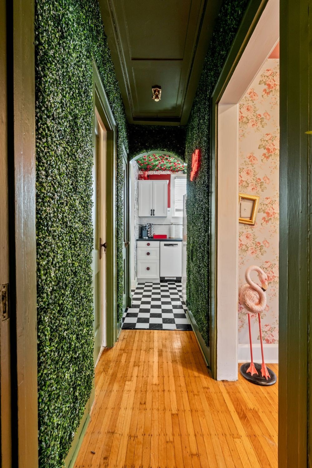 Hallway of Alice in Wonderland bungalow in Indianapolis, IN, on sale for $215,000