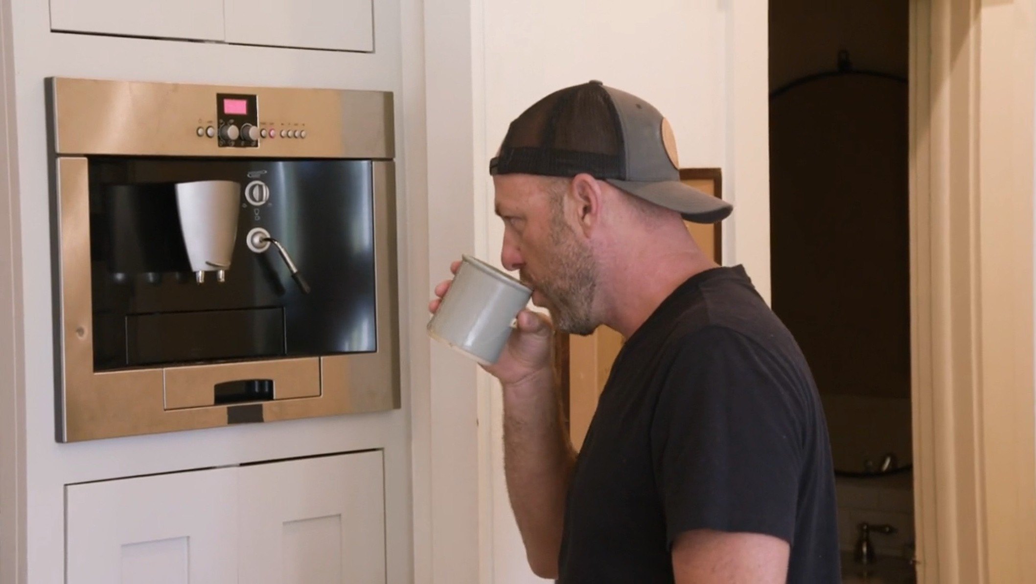 He particularly appreciates the kitchen's built-in coffee machine.