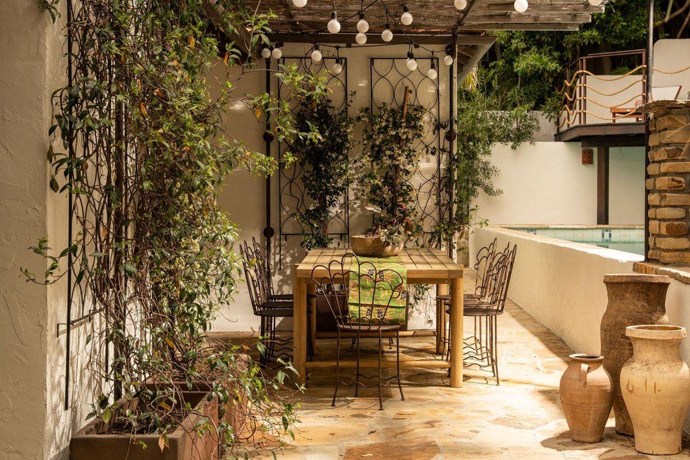 Dining table outside of actress Malin Akerman home in Los Feliz California