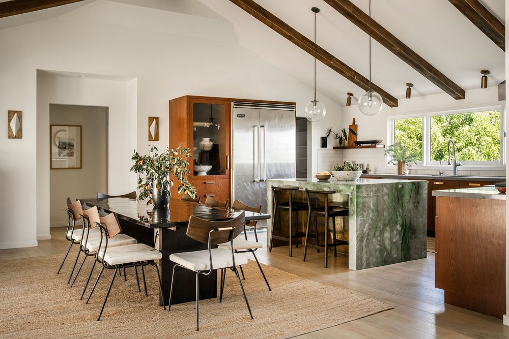 The kitchen and dining area in actress Malin Akerman home in Los Feliz California