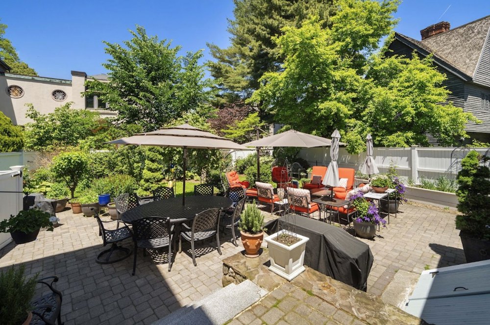 Lush backyard ready for entertaining,