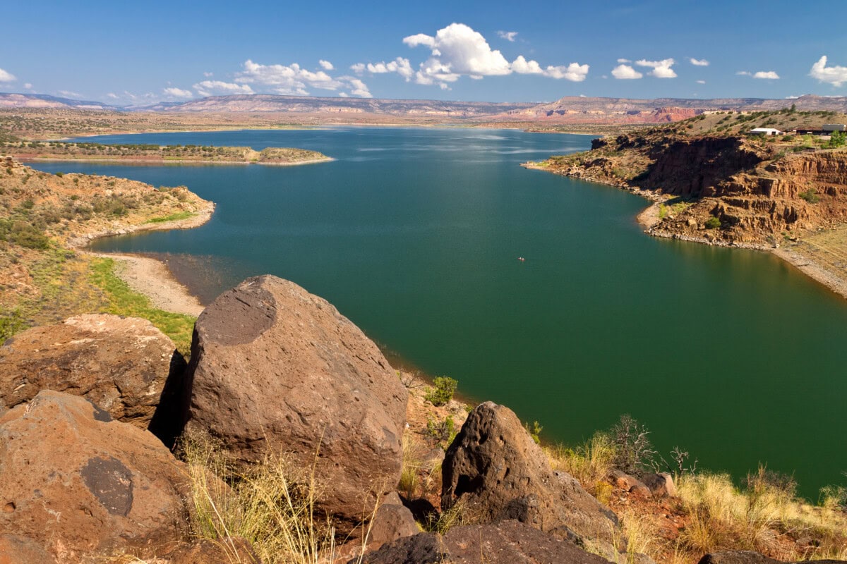 aerial view of abiquiu lake new mexico