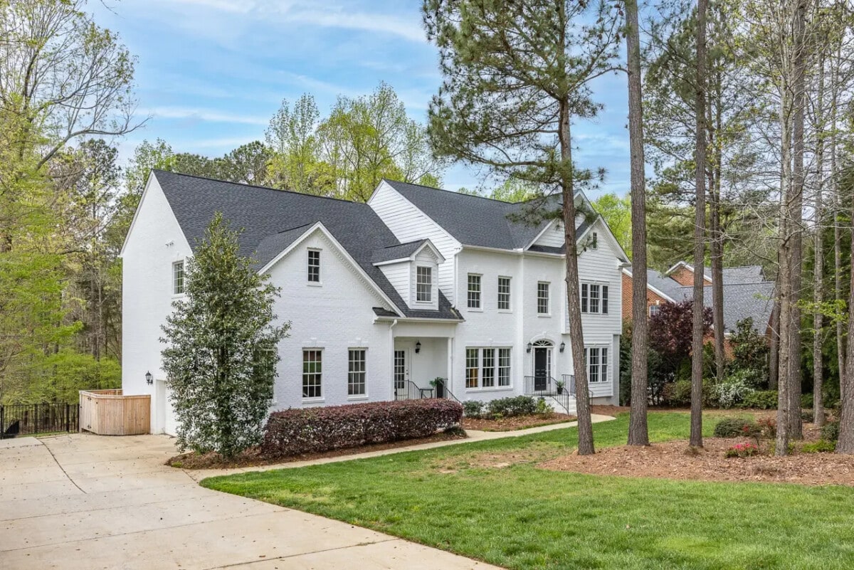 large white home in Apex North Carolina