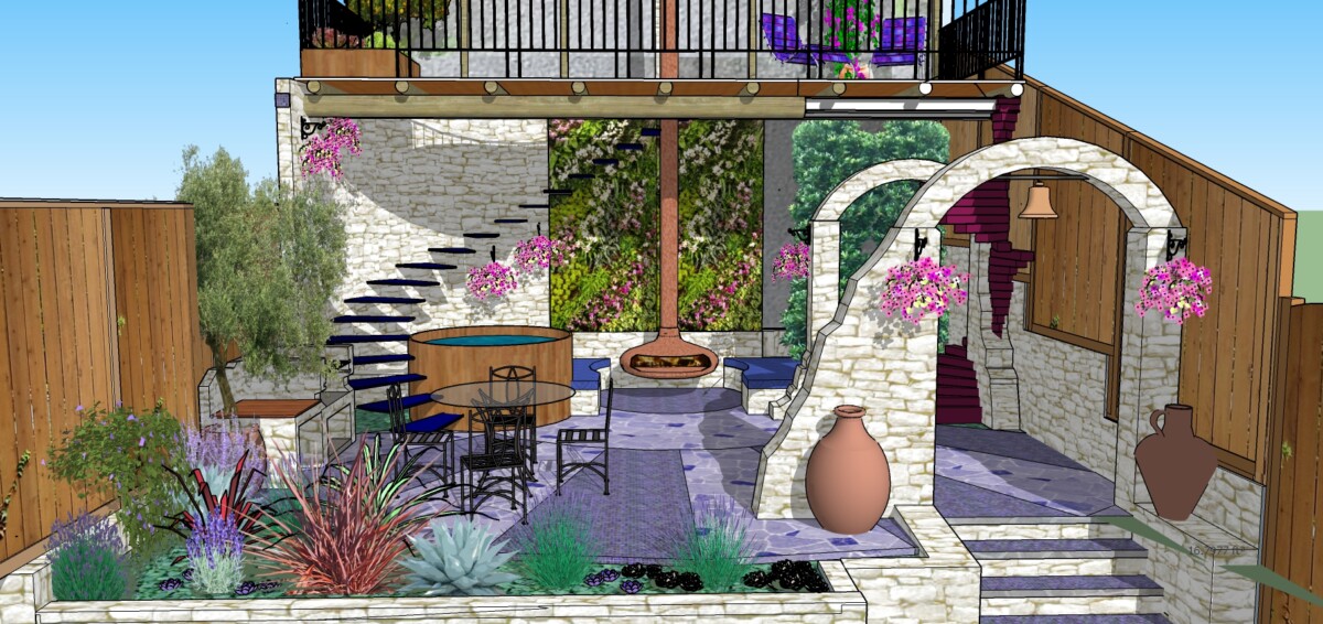 Backyard Mediterranean design