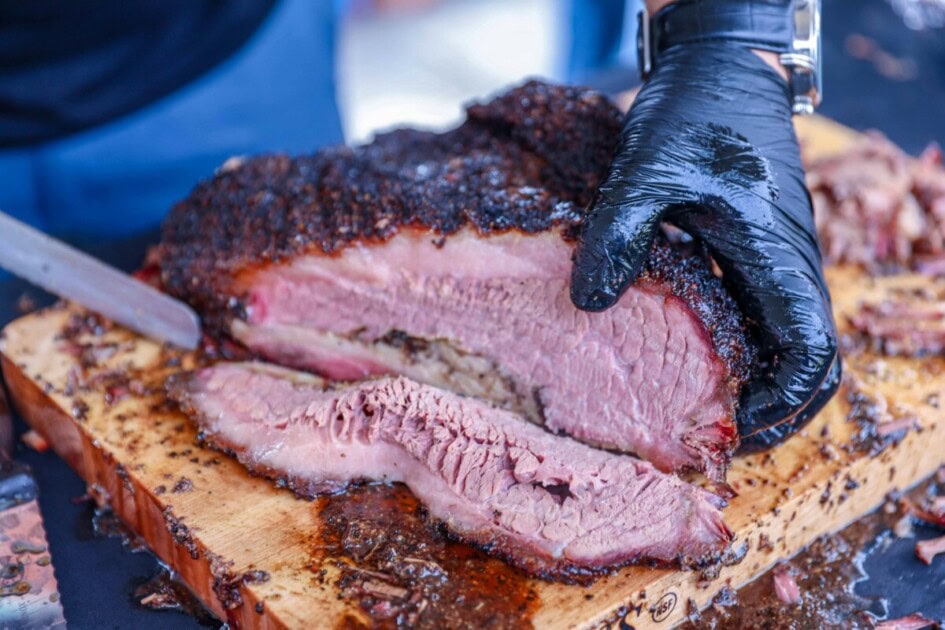 BBQ Brisket being sliced