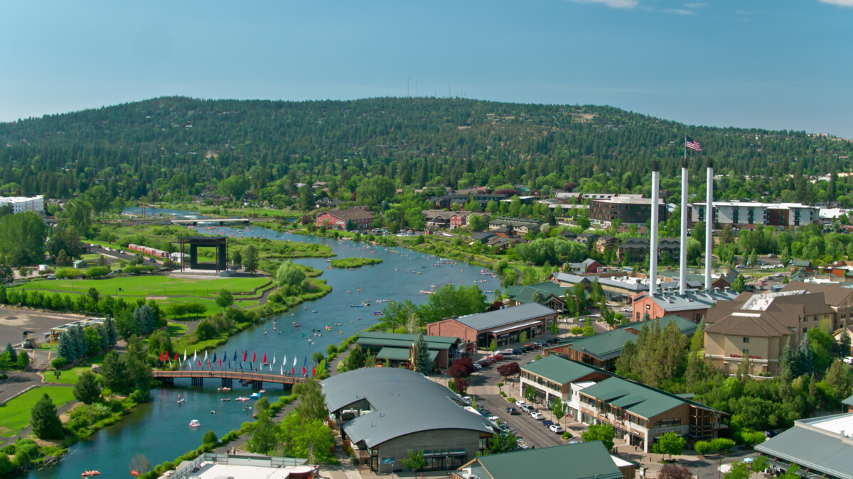 Drone Shot of Bend in Summer