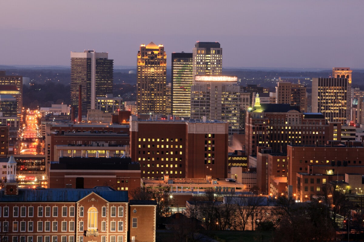 Birmingham, Alabama skyline at dusk