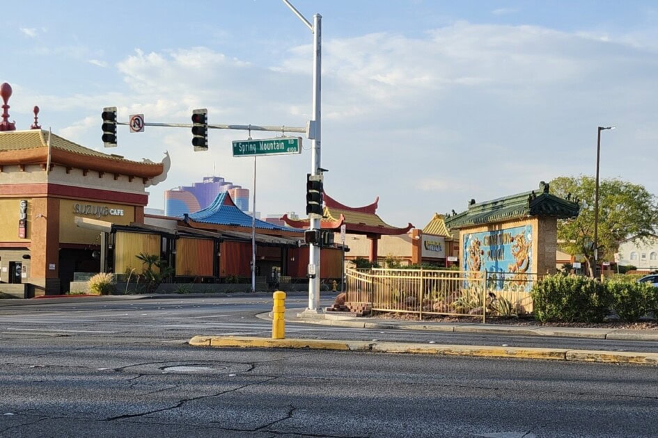 A street view photo of Las Vegas Chinatown, a place to go this holiday season in Las Vegas, NV