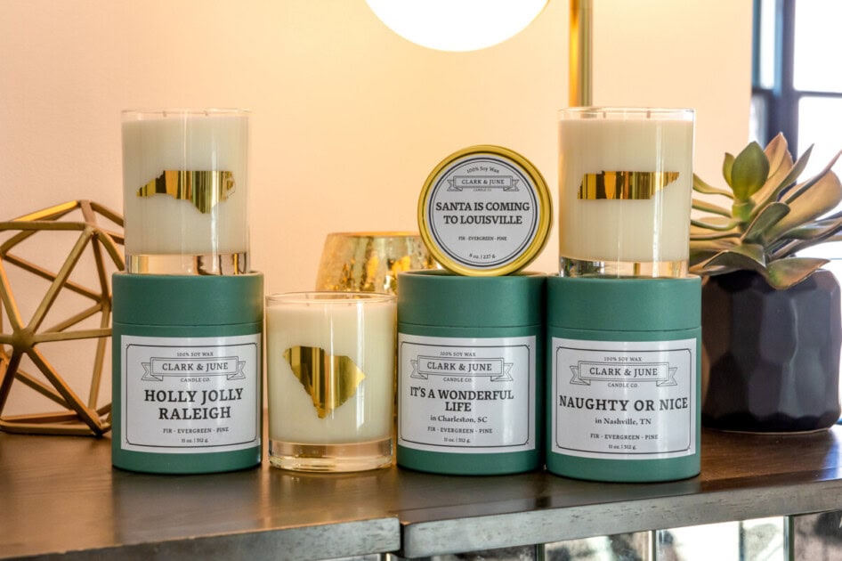 Assortment of different holiday scented candles