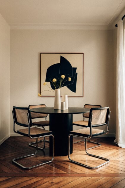 Vintage furniture styles in a Parisian apartment