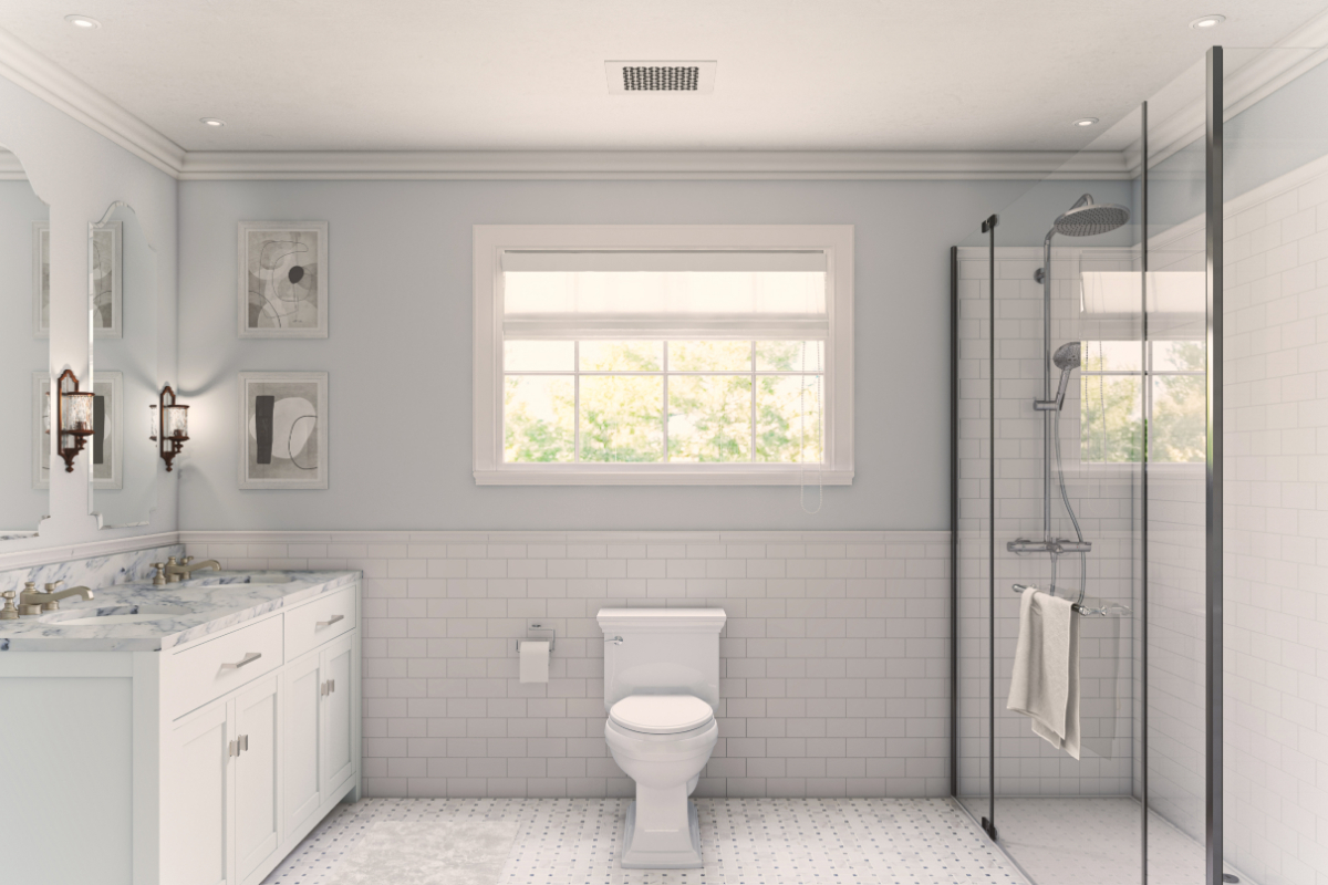 A white, bright bathroom