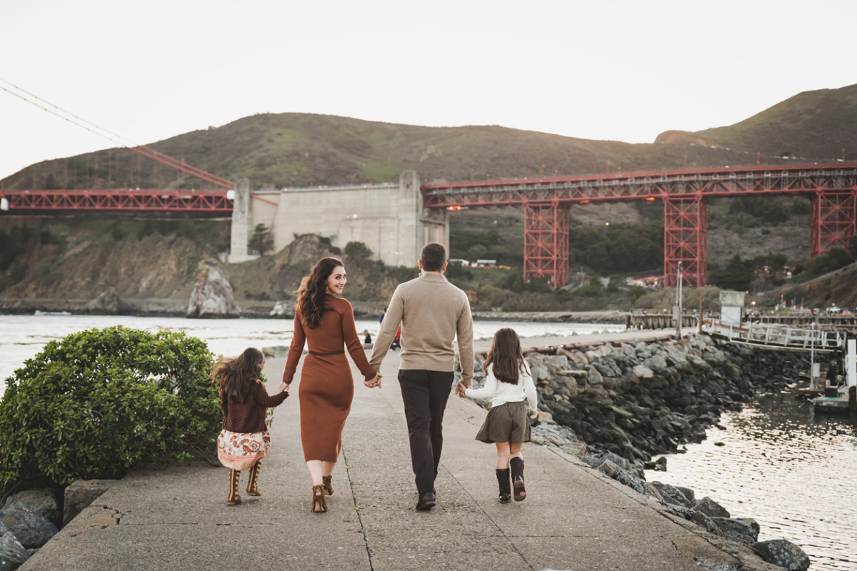A family holding hands