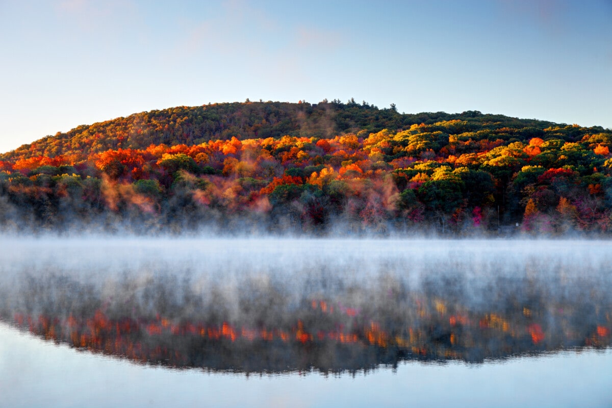 Autumn mist in the Litchfield Hills of Connecticut